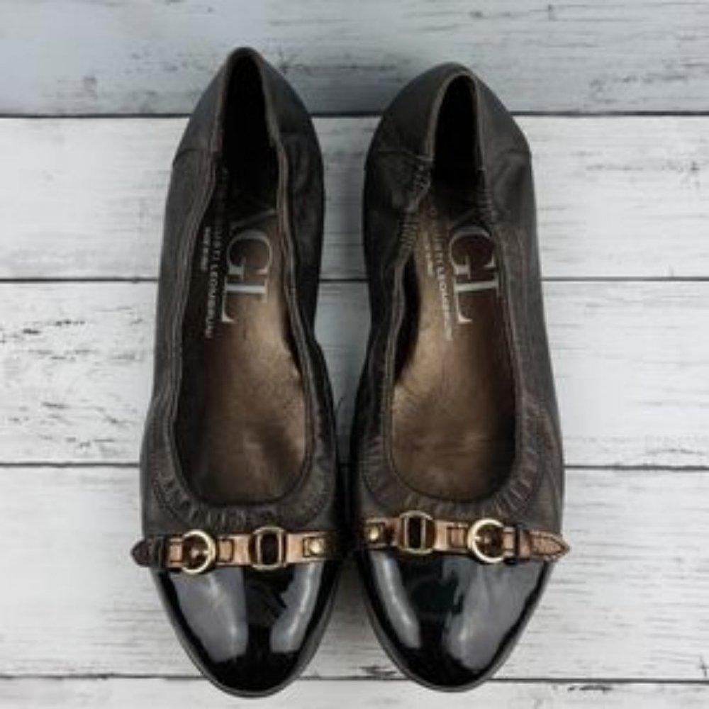 AGL Metallic Monika Patent Cap Toe Ballet Flats Size 40 US 8
